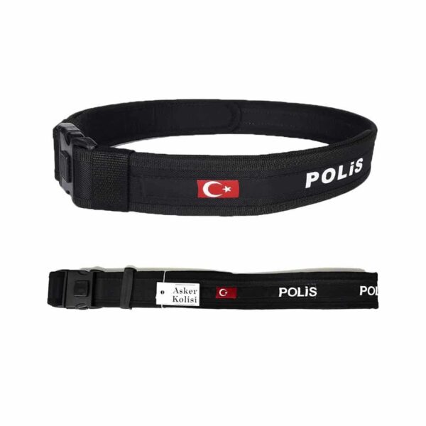 Polis Palaskası Yazılı Kemer - Siyah