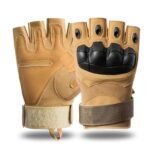 Bedenli Kemikli Kısa Parmaklı Taktik Eldiven - Bej - Görsel 4