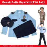 Mavi Çocuk Polis Kıyafeti - 3'lü Pantolon Gömlek Şapka Seti