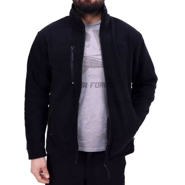 Üç Cepli Polar Hırka - Siyah