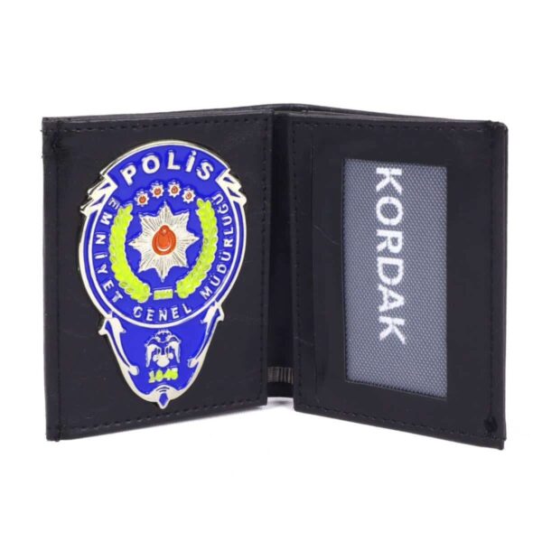 Mavi Polis Emniyet Rozetli Cüzdan - Suni Deri