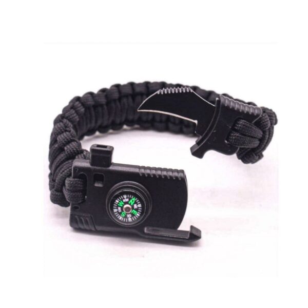 Pusulalı Bıçaklı Siyah Paracord Bileklik M4 toptan1